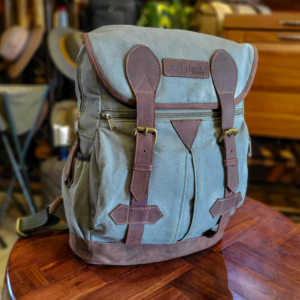 Green Canvas & Mocca Leather Backpack