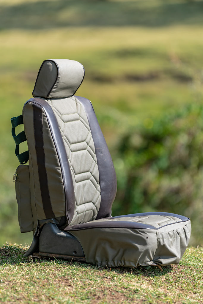 Seat Cover in Green Ripstop & Mocca Glossy Leather (Per Seat) - Image 4