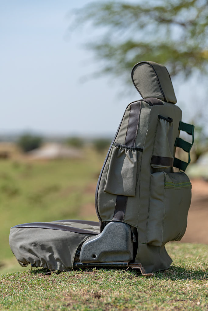 Seat Cover in Green Ripstop & Mocca Glossy Leather (Per Seat) - Image 7