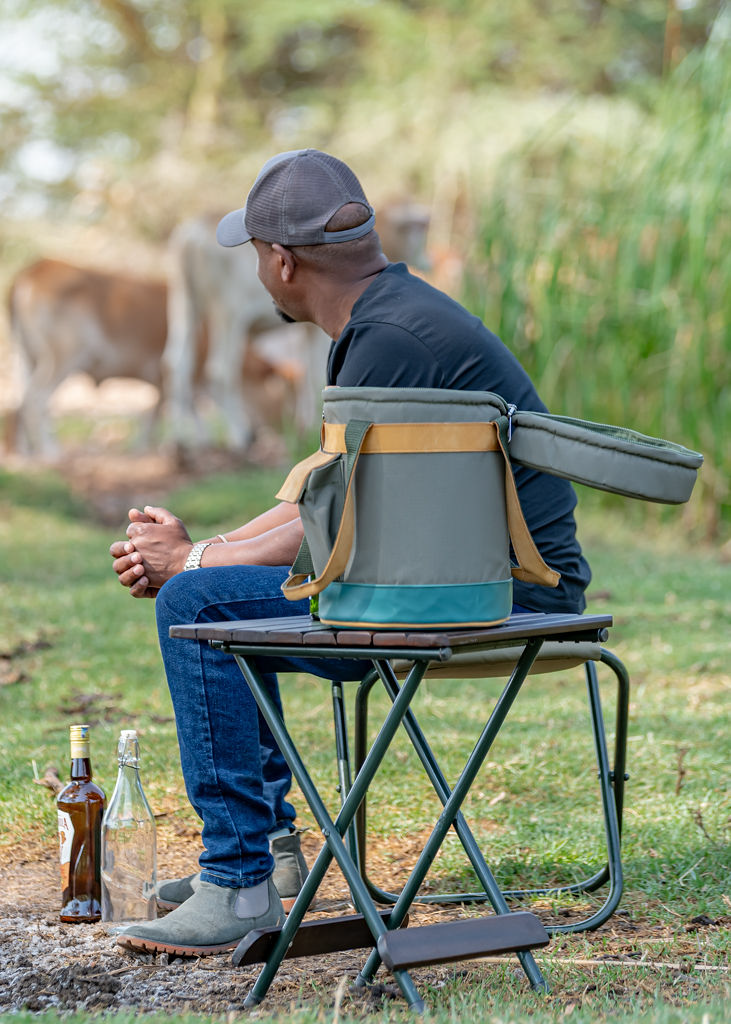 Champagne Cooler in Green Ripstop & Tan Leather - Image 3