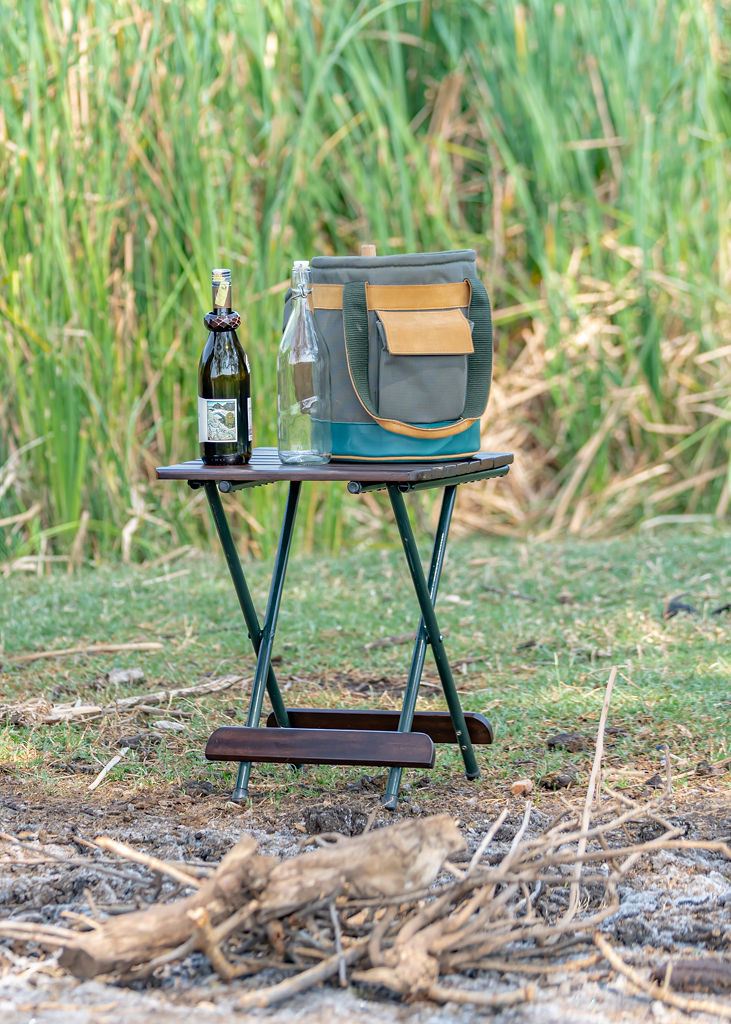 Champagne Cooler in Green Ripstop & Tan Leather - Image 7