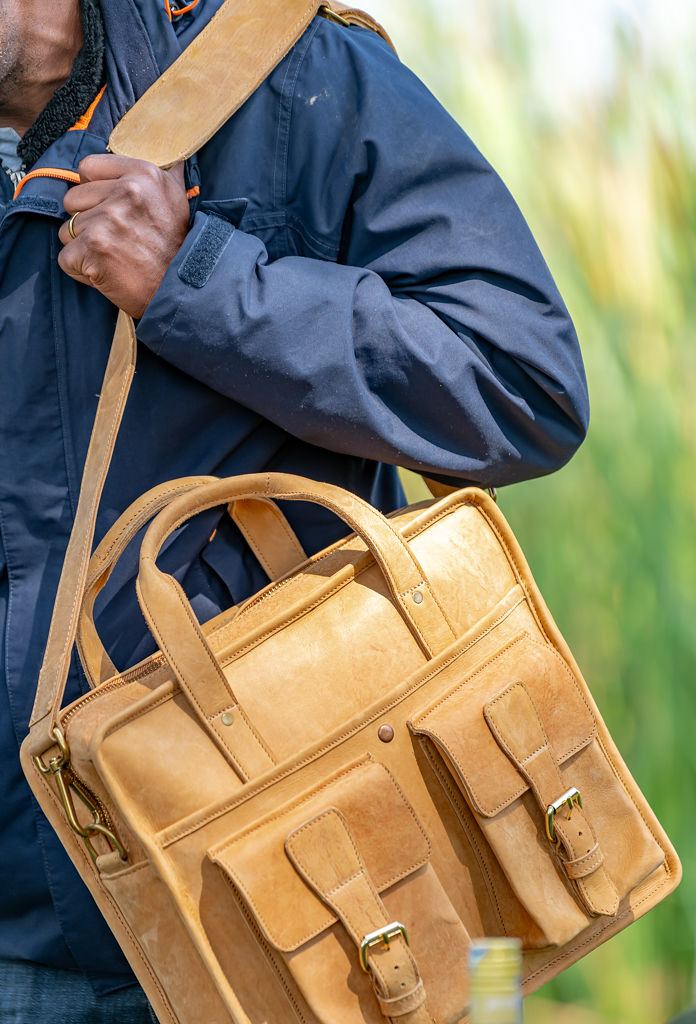 Tan Leather Laptop Bag - Image 8