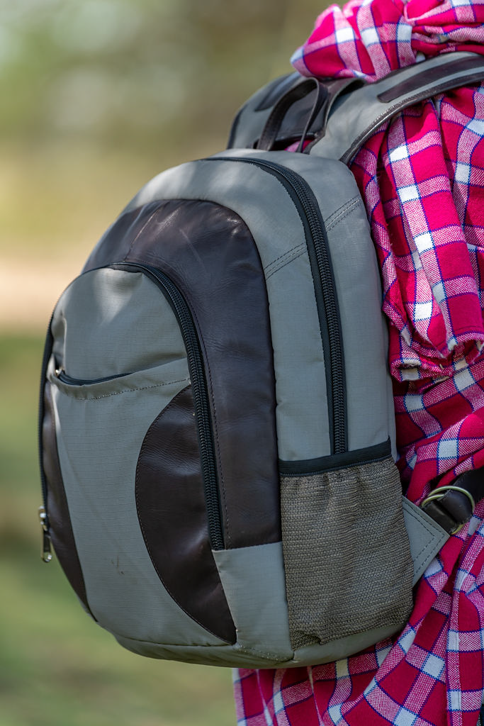 Green Ripstop & Mocca Leather Backpack - Image 2