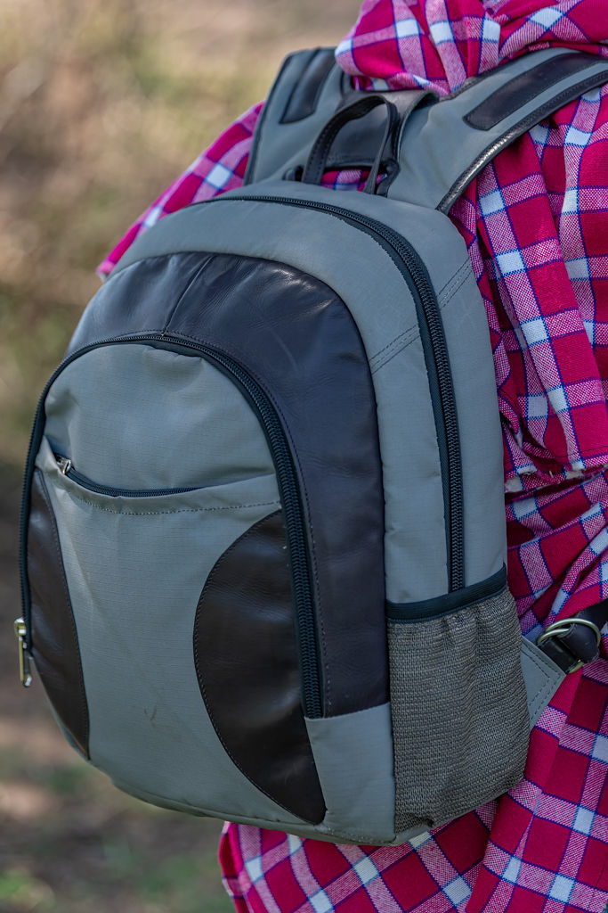 Green Ripstop & Mocca Leather Backpack - Image 7