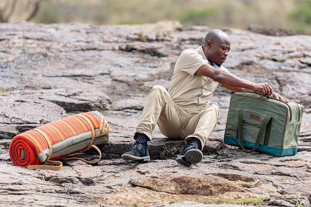 Picnic Mat in Green Ripstop & Maasai Shuka - Image 2