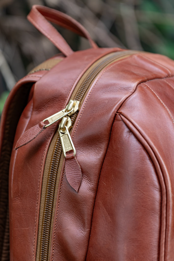 Sabora Glossy Chestnut Leather Backpack - Image 4