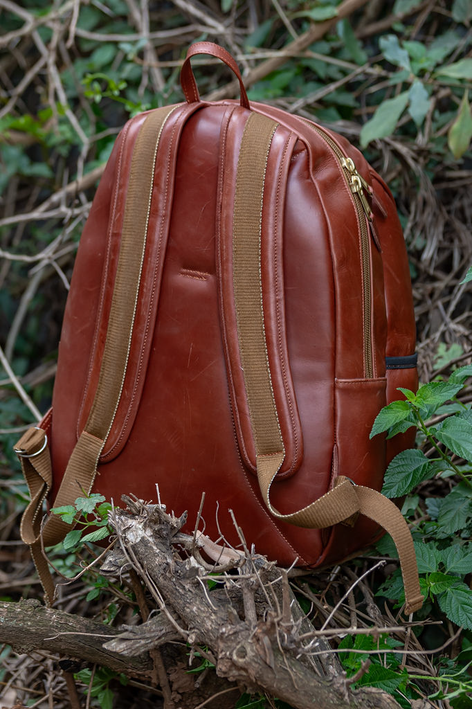 Sabora Glossy Chestnut Leather Backpack - Image 7