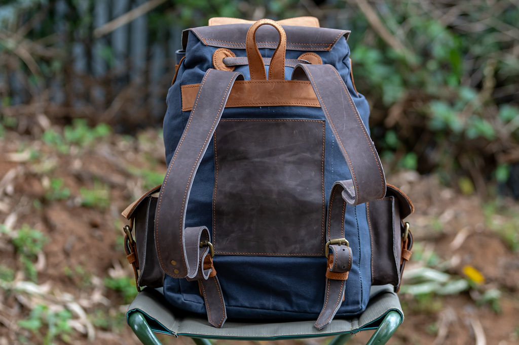 Grey Canvas & Mocca Leather Backpack - Image 11
