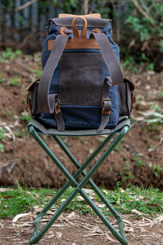 Grey Canvas & Mocca Leather Backpack - Image 12