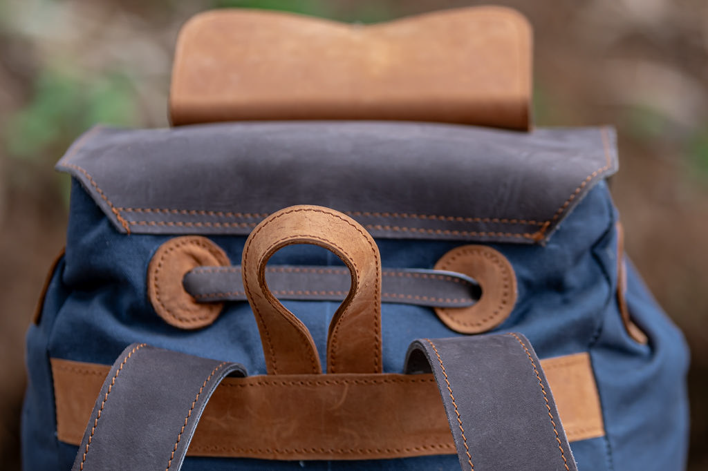 Grey Canvas & Mocca Leather Backpack - Image 13
