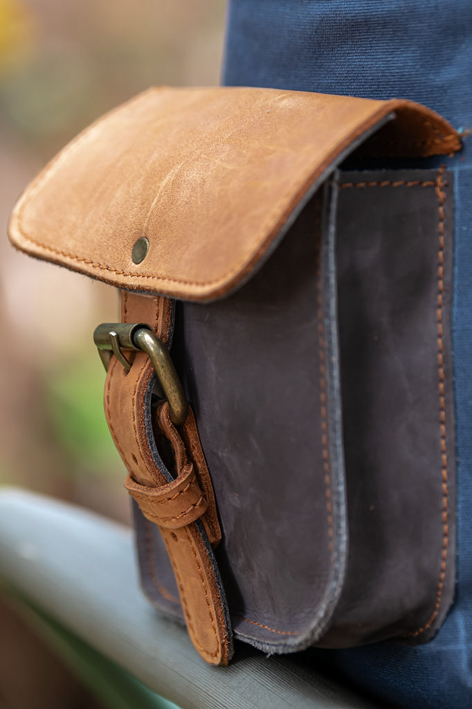 Grey Canvas & Mocca Leather Backpack - Image 16