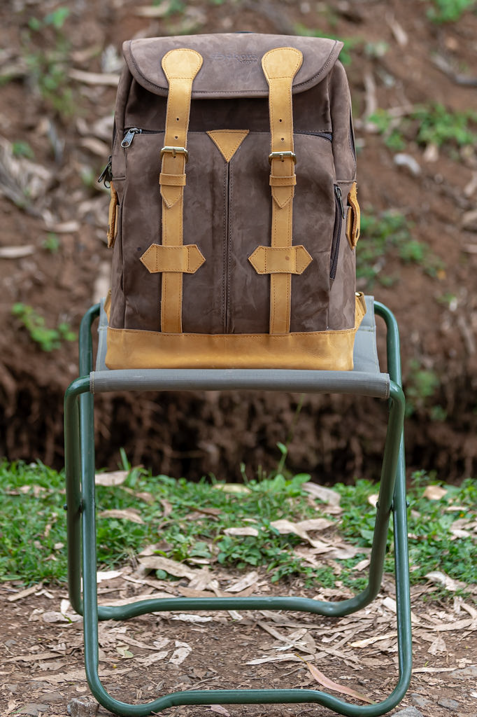 Canvas & Leather Backpack – Brown & Tan - Image 2