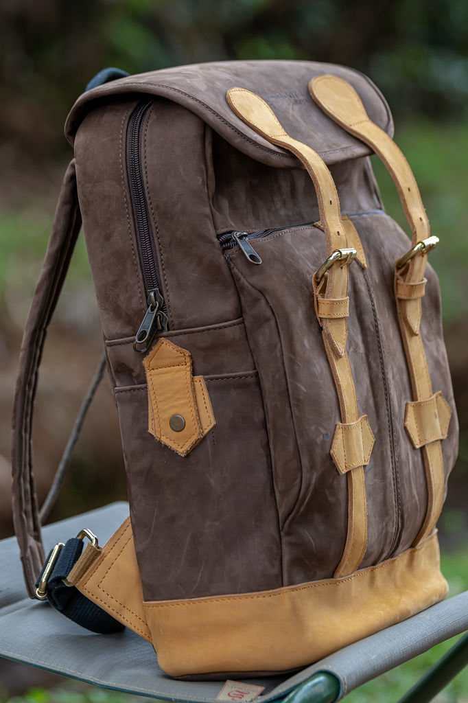Canvas & Leather Backpack – Brown & Tan - Image 6