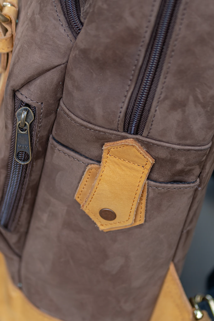 Canvas & Leather Backpack – Brown & Tan - Image 7