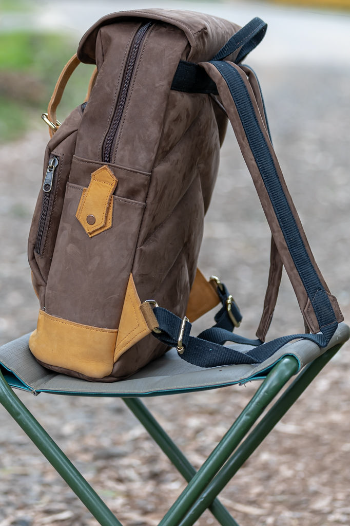 Canvas & Leather Backpack – Brown & Tan - Image 9