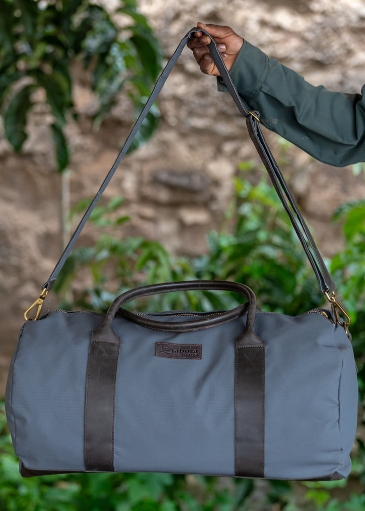Explorer Bag in Grey Ripstop & Mocca Leather - Image 3