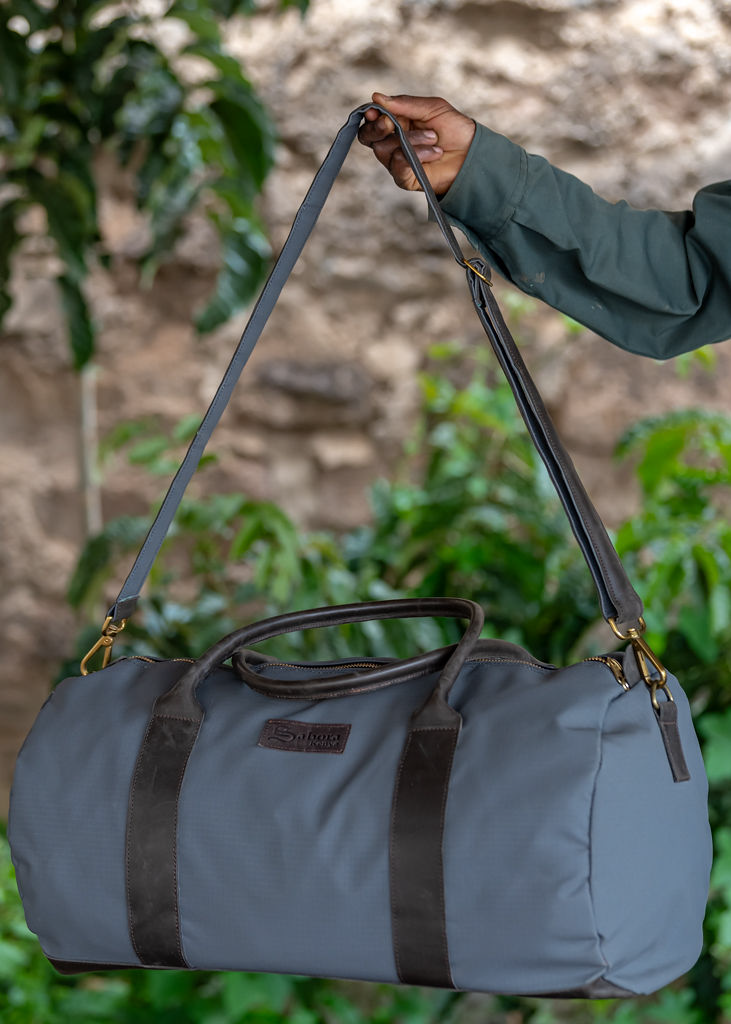 Explorer Bag in Grey Ripstop & Mocca Leather - Image 2
