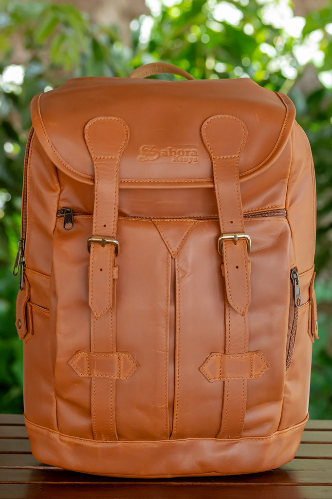 Glossy Chestnut Leather Backpack (Classic) - Image 5