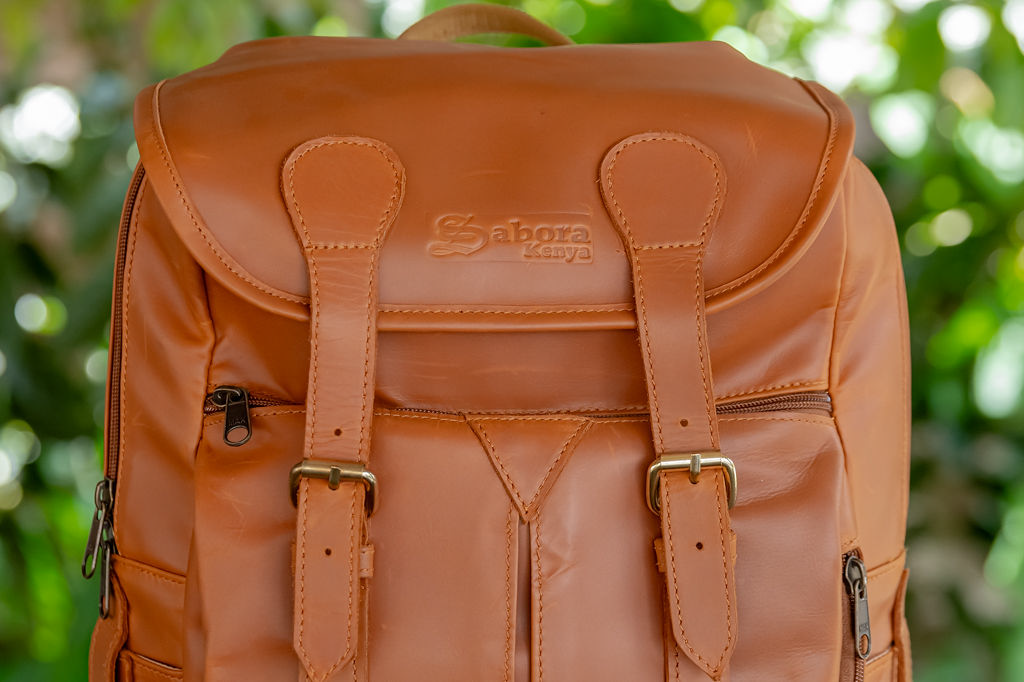 Glossy Chestnut Leather Backpack (Classic) - Image 4