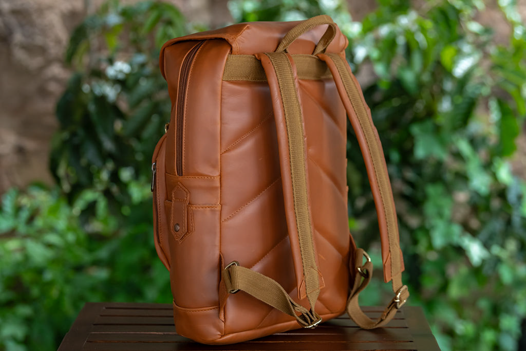 Glossy Chestnut Leather Backpack (Classic) - Image 10