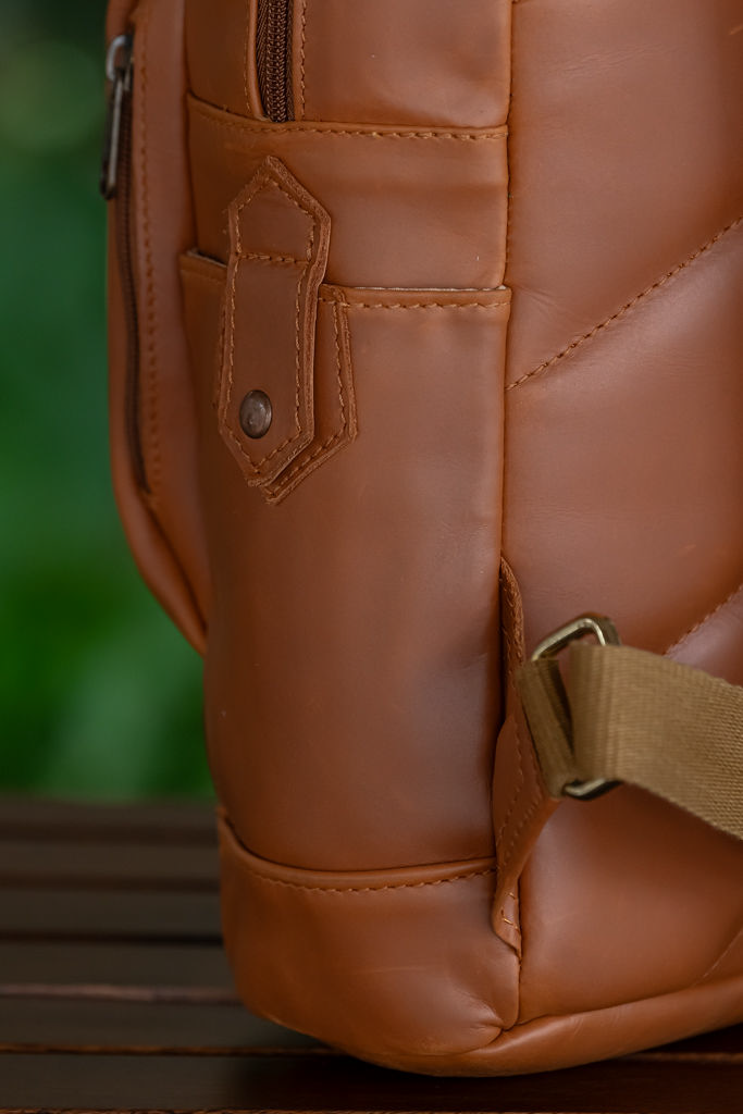 Glossy Chestnut Leather Backpack (Classic) - Image 11