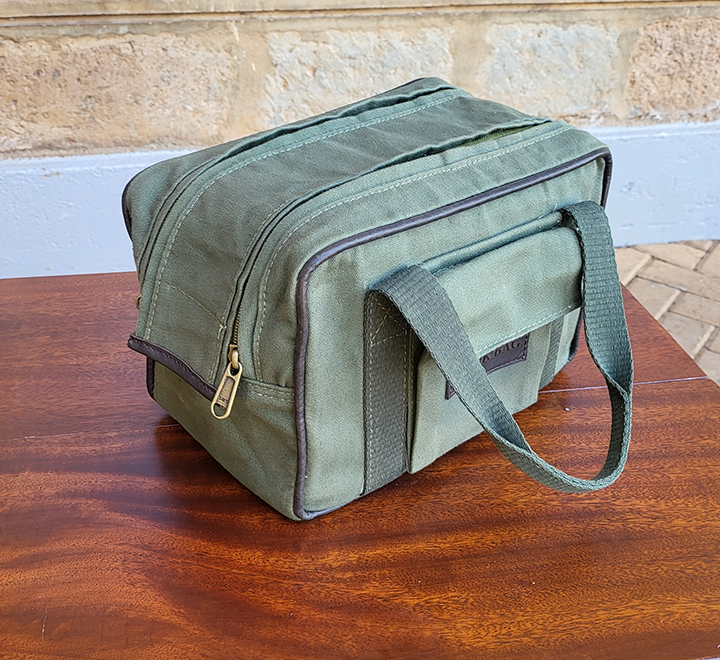 Book Bag – Green Canvas and Mocca Leather - Image 4