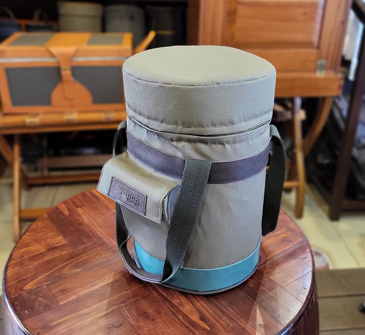 Champagne Cooler in Green Ripstop & Tan Leather