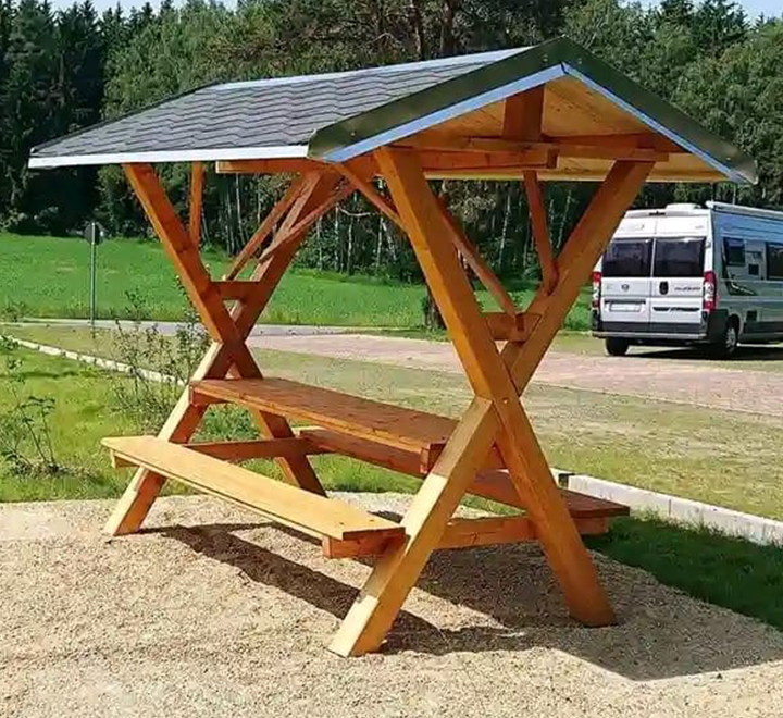 Movable Roofed Wooden Table