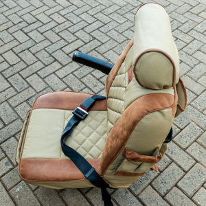 Seat Covers in Green Canvas & Chestnut Leather (Per Seat)
