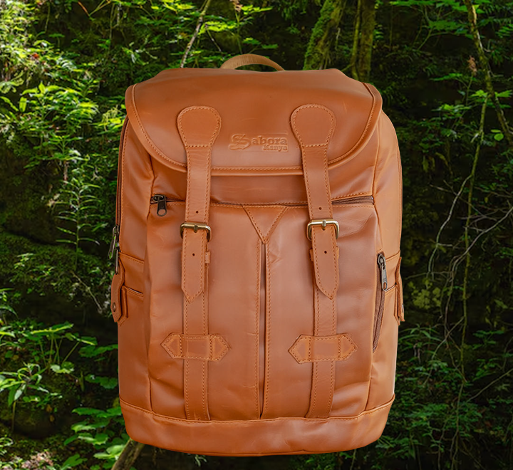 Glossy Chestnut Leather Backpack (Classic)