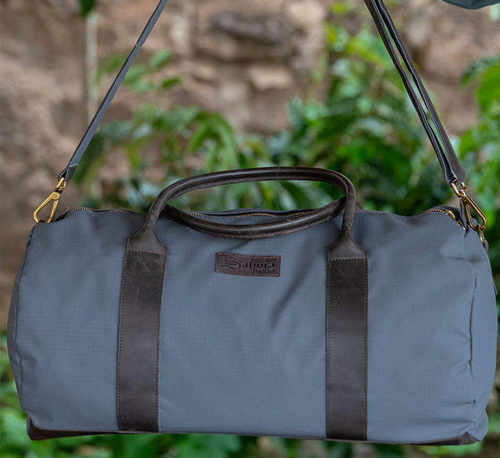 Explorer Bag in Grey Ripstop & Mocca Leather