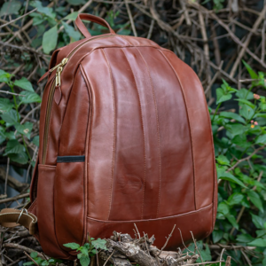 Sabora Glossy Chestnut Leather Backpack