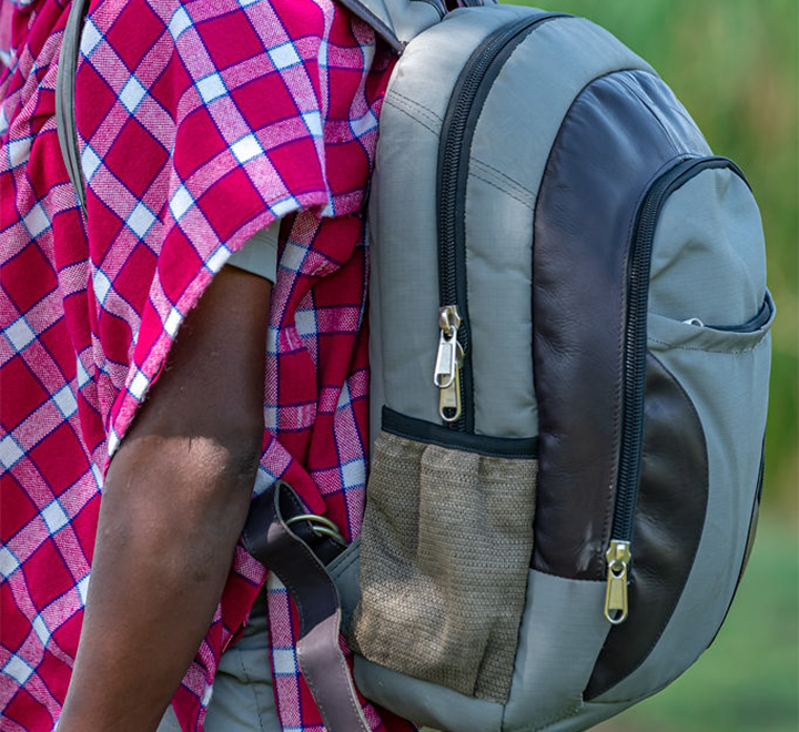 Green Ripstop & Mocca Leather Backpack