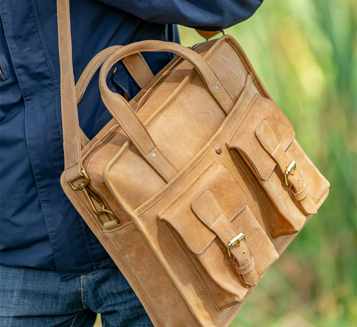 Tan Leather Laptop Bag