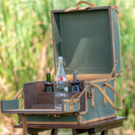 Wooden Trunk (Portable Bar Trunk) – Green Ripstop & Tan Leather