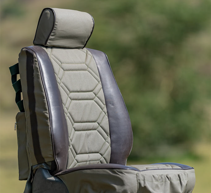 Seat Cover in Green Ripstop & Mocca Glossy Leather (Per Seat)
