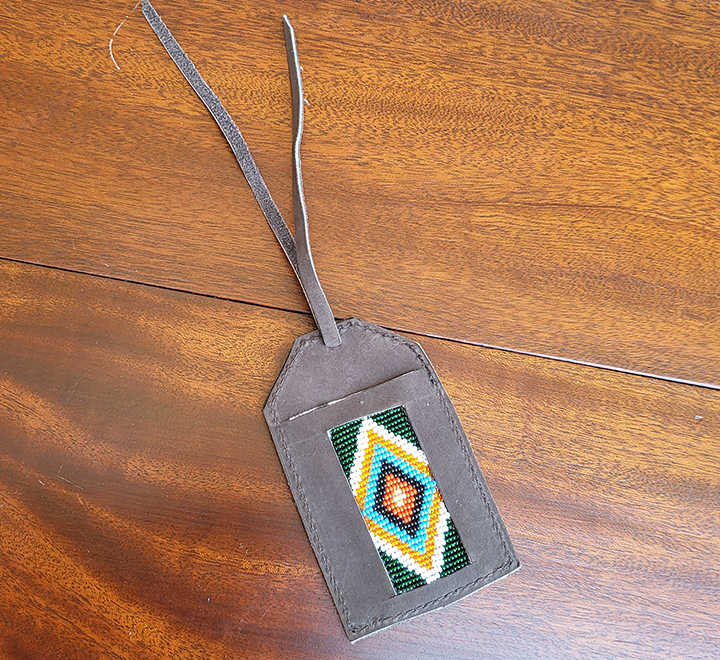 Beaded Leather Luggage Tag - Image 2