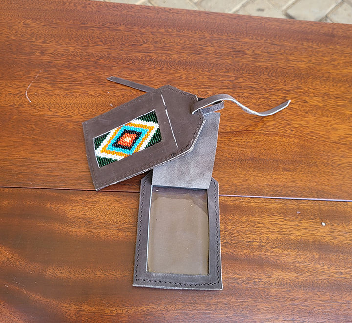 Beaded Leather Luggage Tag - Image 3