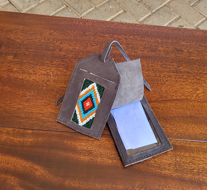 Beaded Leather Luggage Tag - Image 4