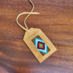 Beaded Leather Luggage Tag