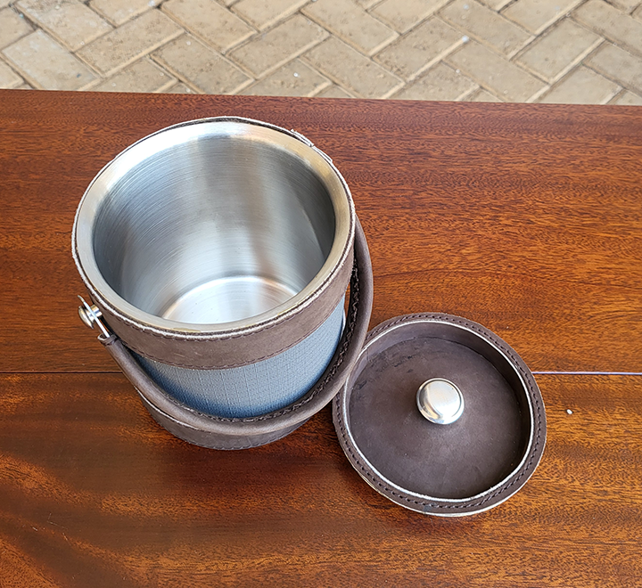 Ripstop & Leather Ice Bucket – Grey Ripstop - Image 5