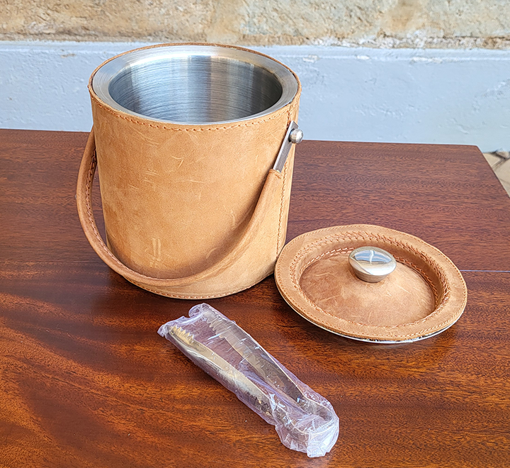 Leather Ice Bucket – Chestnut Leather - Image 5