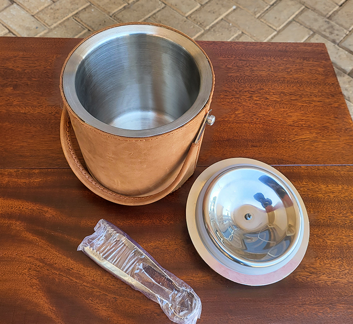 Leather Ice Bucket – Chestnut Leather - Image 8