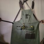 Sabora Canvas Tool Apron - Multi-Pocket Workshop Apron with Leather Harness.