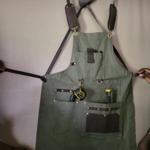 Sabora Canvas Tool Apron - Multi-Pocket Workshop Apron with Leather Harness.