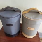 Dustbin cover in beige ripstop