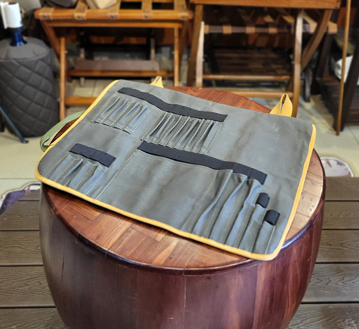 Spoon roll in canvas and tan leather - Image 3