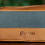 Green Canvas & Leather Wash Bag