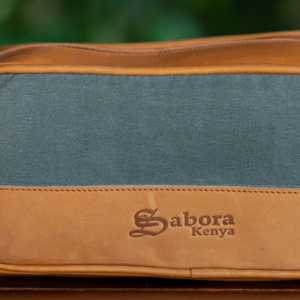 Green Canvas & Leather Wash Bag