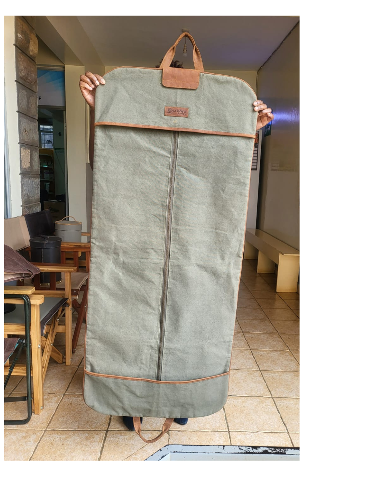 Beige Canvas Garment/Suit Bag